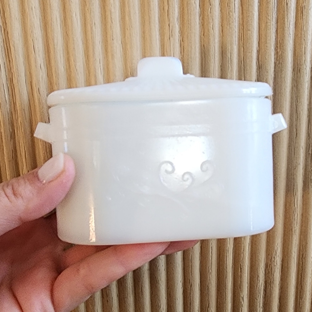Vintage Milk Glass Covered Dish, Oval Boiler Shaped Westmoreland